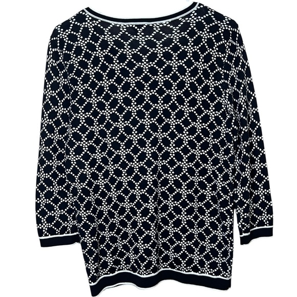 Talbots Charming Cardigan Geo Pearl Black White Button-up Light Sweater Sz Med - Picture 10 of 11